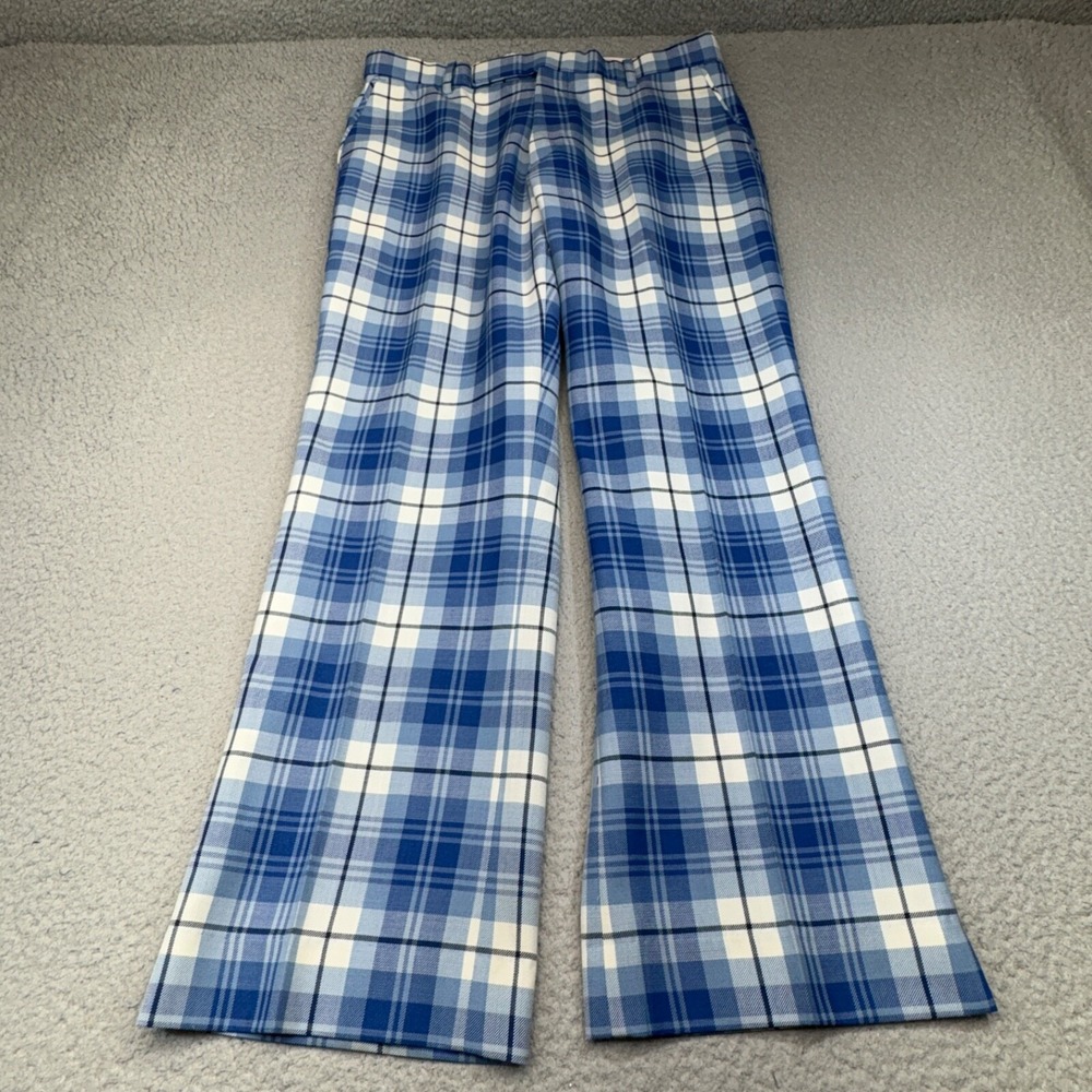 Ian Poulter Pants Men 32 Blue Tartan Stretch Golf Wool Blend IJP Design Preppy